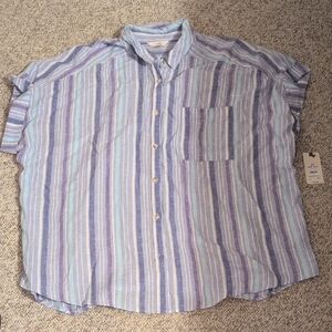 Terra & Sky Multicolor Striped Womens Shirt Plus Size